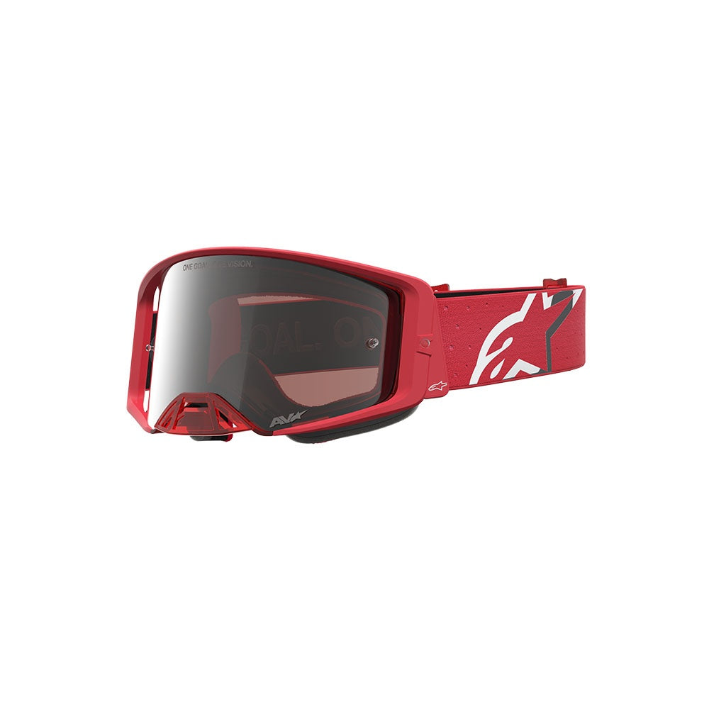 Alpinestars Supertech Adult MX Goggles - Vesta Red Fluoro / Chrome - Mirror Silver Lens