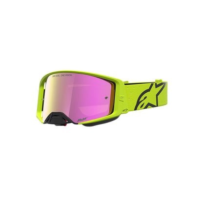 Alpinestars Supertech Adult MX Goggles - Vesta Yellow Fluoro / Black - Mirror Pink Lens