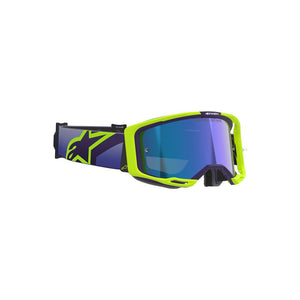 Alpinestars Vision 8 Adult MX Goggles - Corp Purple / Yellow Fluoro - Mirror Blue Lens