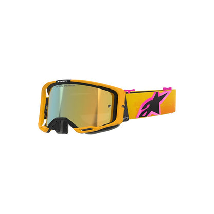 Alpinestars Vision 8 Adult MX Goggles - Corp Orange / Yellow / Pink - Mirror Gold Lens