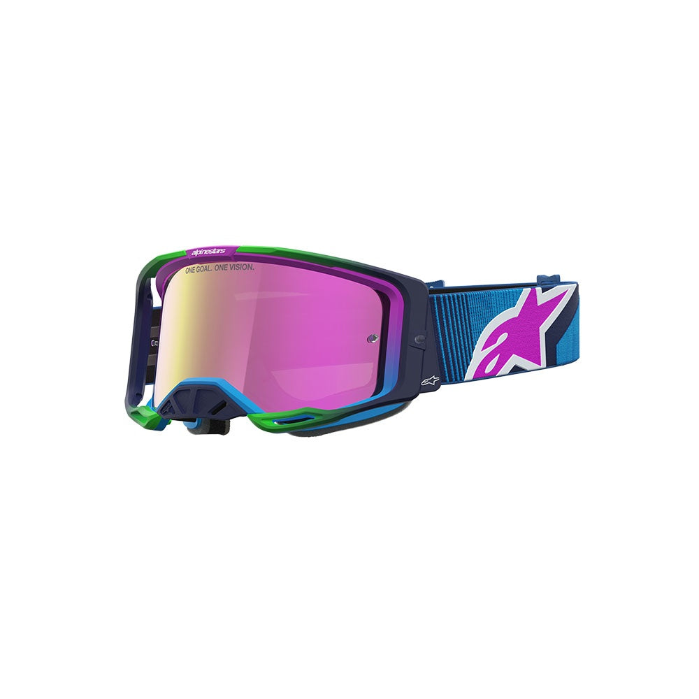 Alpinestars Vision 8 Adult MX Goggles - Maven Blithe Blue / Purple - Mirror Pink Lens