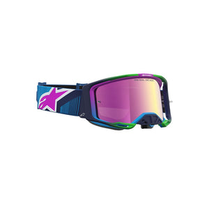 Alpinestars Vision 8 Adult MX Goggles - Maven Blithe Blue / Purple - Mirror Pink Lens
