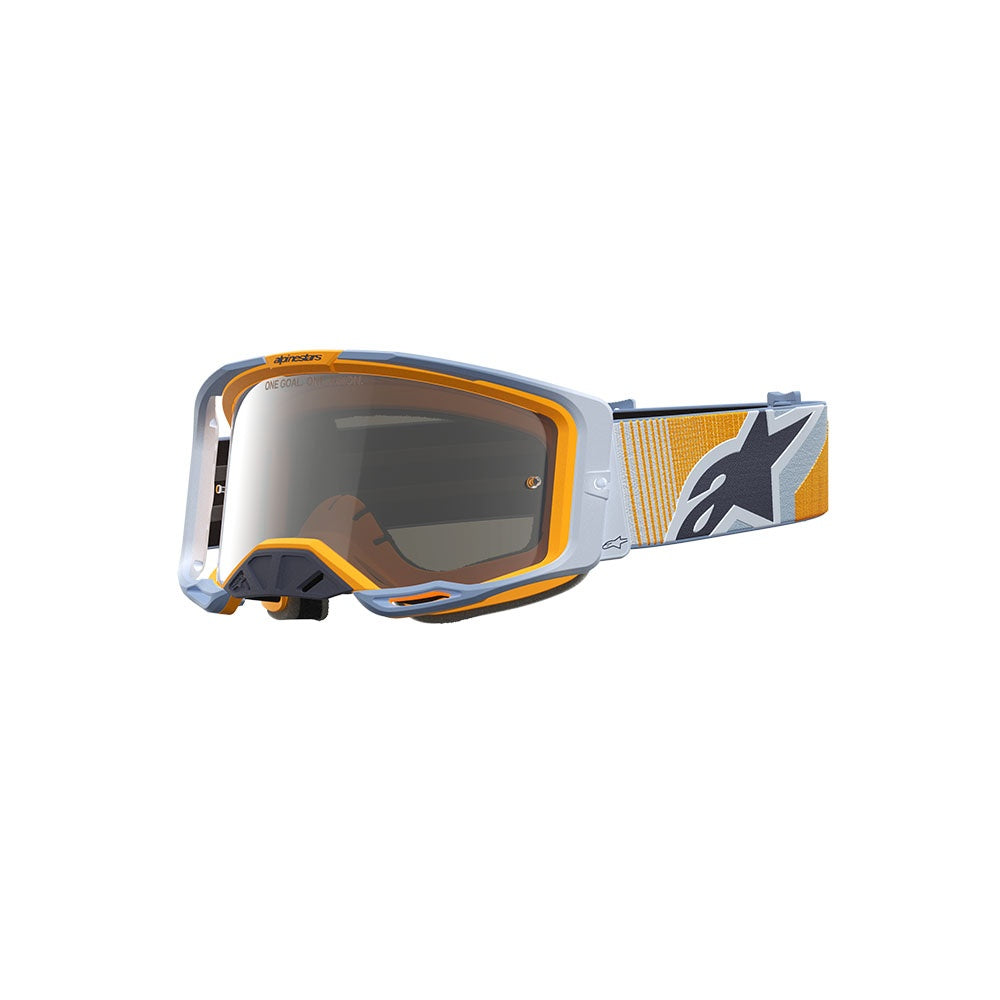 Alpinestars Vision 8 Adult MX Goggles - Maven Dust Blue / Orange - Mirror Silver Lens