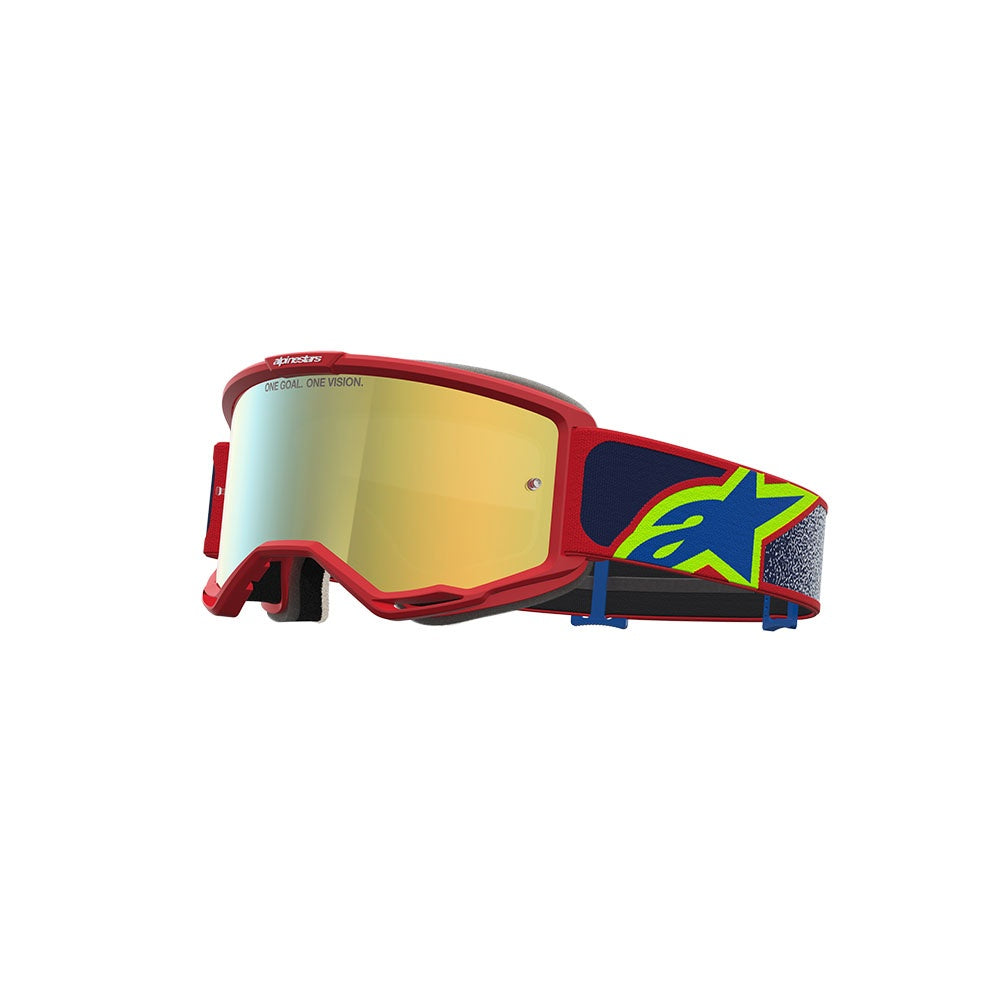Alpinestars Vision 5 Adult MX Goggles - Drag Fire Red / Blue - Mirror Gold Lens