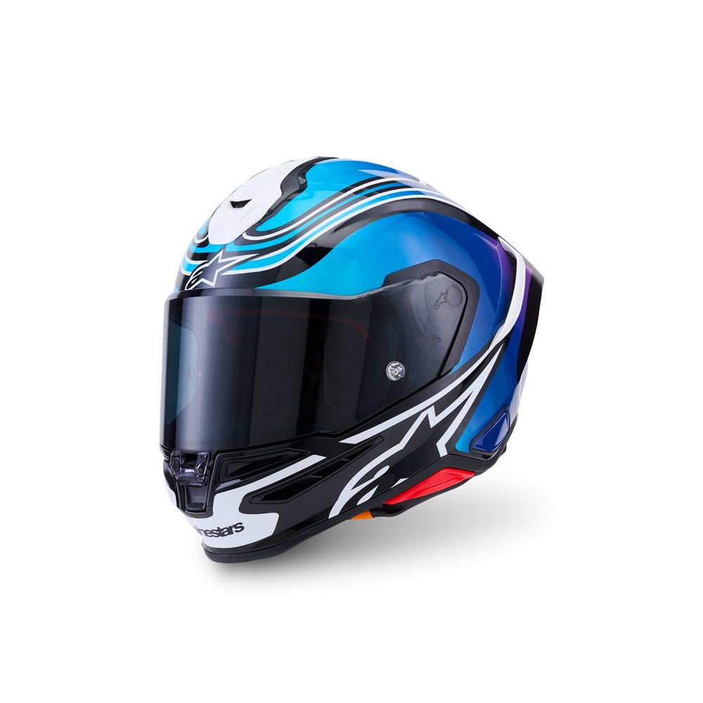 Alpinestars S-R7 Helmet - Zeal Black / Blue / Pink Fluoro / White Gloss