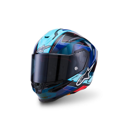 Alpinestars S-R7 Helmet - Kinetis Black / Blue / Pink Fluoro / White Gloss