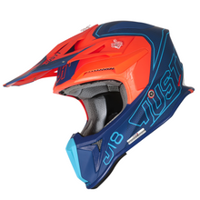 Load image into Gallery viewer, Just1 J18 Adult MIPS MX Helmet - Vertigo Matt Blue White Orange