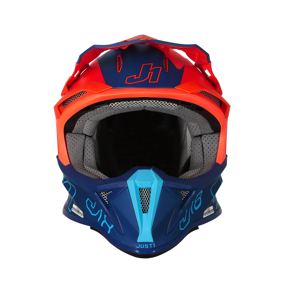 Just1 J18 Adult MIPS MX Helmet - Vertigo Matt Blue White Orange