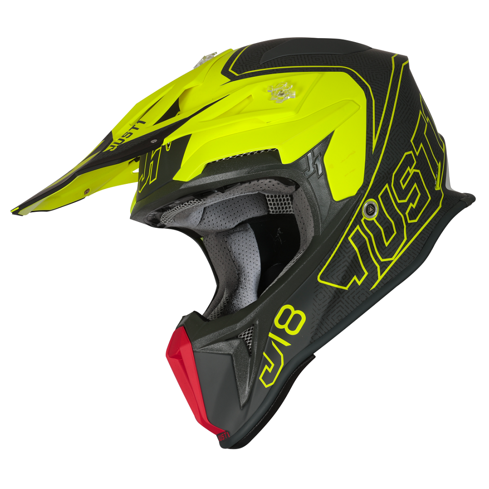 Just1 J18 Adult MIPS MX Helmet - Vertigo Matt Red/Grey/Yellow