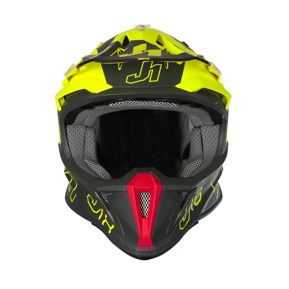 Just1 J18 Adult MIPS MX Helmet - Vertigo Matt Red/Grey/Yellow