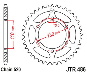 JT Steel Rear Sprocket - JTR486.47 - 520P - 47T