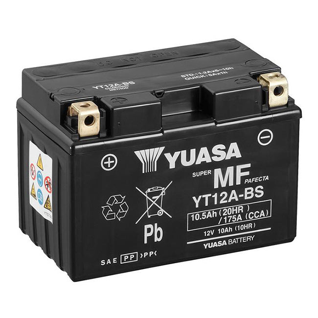 Yuasa YT12A-BS Factory Sealed Battery – 175cca