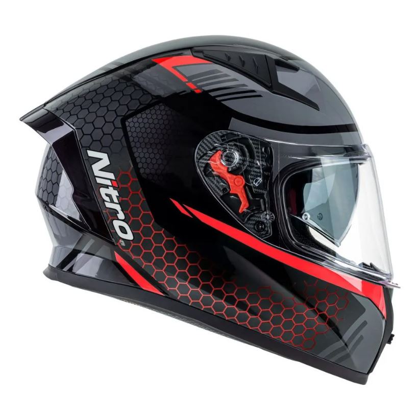 Nitro N501 Small Helmet - Gunmetal Red - FREE Smoke Visor + Pinlock