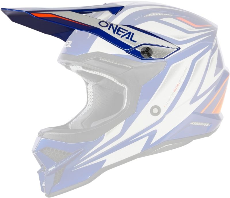 Oneal 3SRS Replacement Helmet Peak - Vertical Blue / White