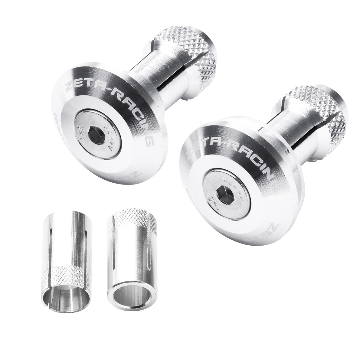 Zeta Handlebar End Plugs - 29mm - Pair - Silver