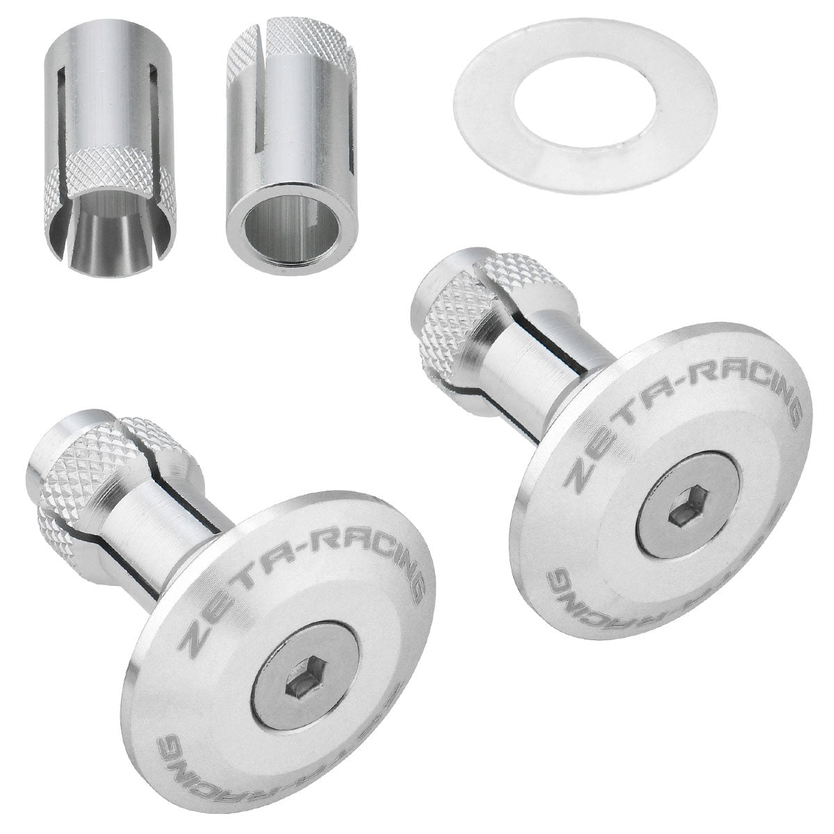 Zeta Handlebar End Plugs 35mm - Pair - Silver