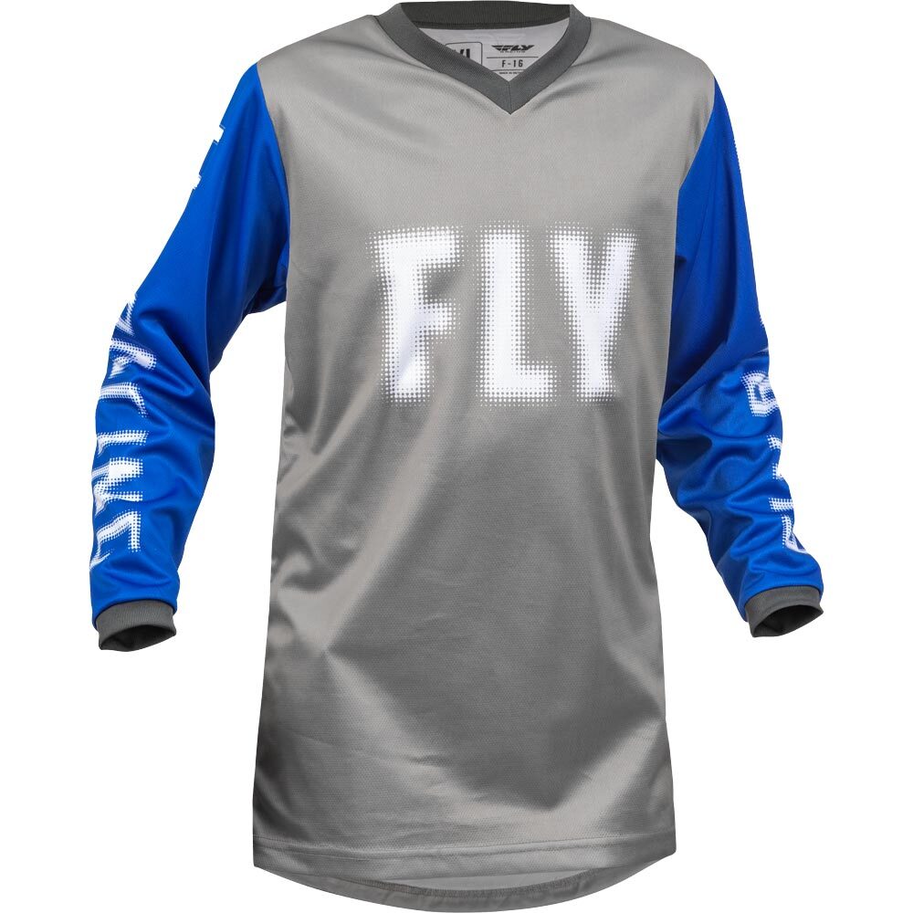 Fly Youth X-Large : F16 MX Jersey : Grey/Blue : 2023