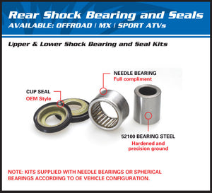 UPPER REAR SHOCK BEARING KIT HONDA CR125R 96-07, CR250R 97-07, CR500R 96-01, CRF250R 04-20, CRF250RX