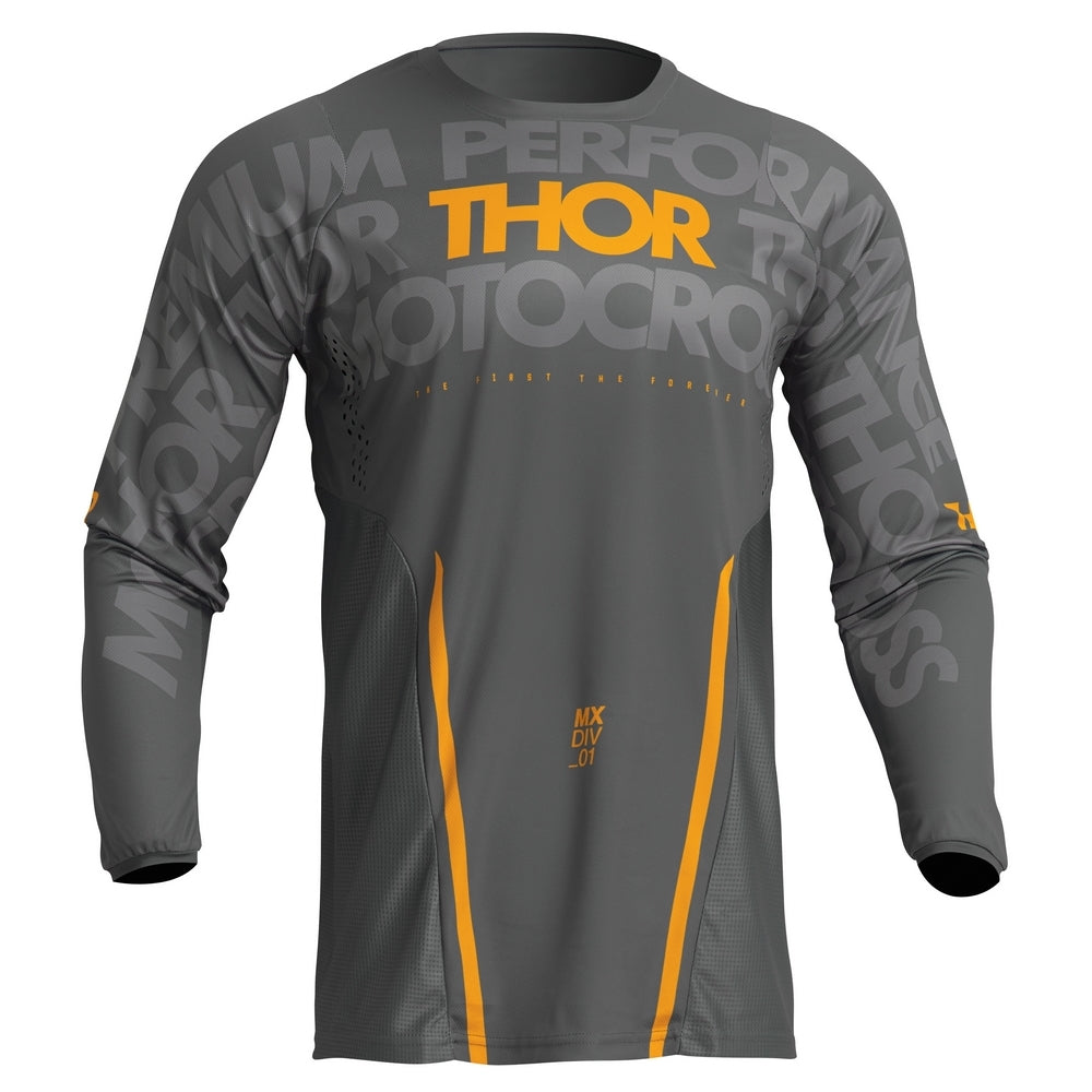 Thor Pulse S23 Adult MX Jersey - Mono Gray/Yellow