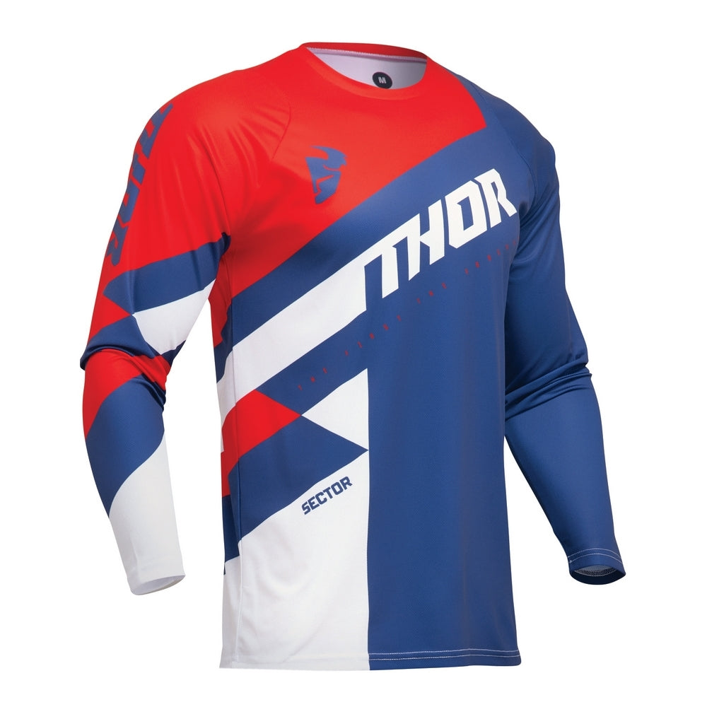 Thor Sector Adult MX Jersey - Checker Navy/Red