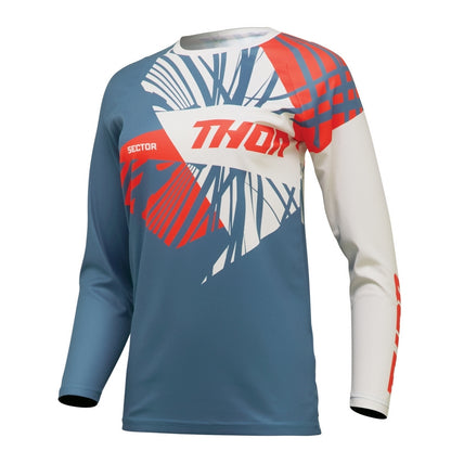 Thor Sector Womens MX Jersey - Split Blue Steel/Vintage White
