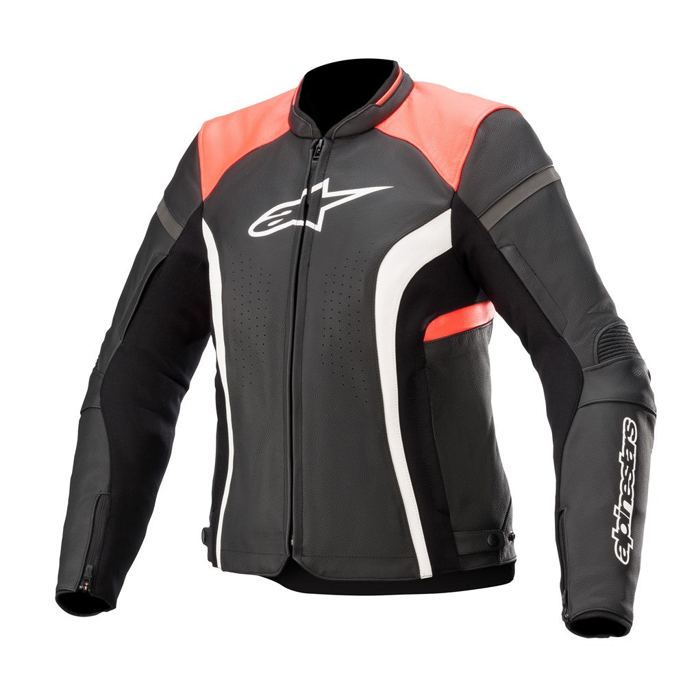 Alpinestars Stella Kira v2 Leather Jacket Black/Coral