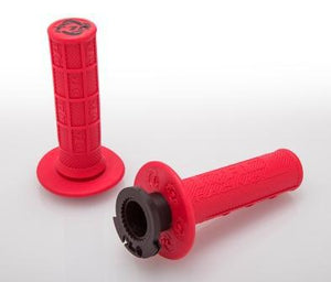 DEFY MX LOCK ON GRIPS 1/2 WAFFLE SOFT COMPOUND INCLUDES 4 STROKE THROTTLE CAMS RED