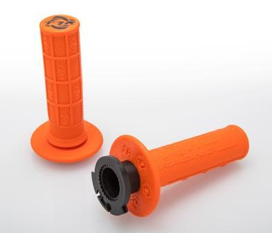 DEFY MX LOCK ON GRIPS 1/2 WAFFLE SOFT COMPOUND INCLUDES 4 STROKE THROTTLE CAMS ORANGE