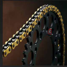 Load image into Gallery viewer, The Renthal R1 MX Works chain when paired with any Renthal Chainwheel (sprocket) you&#39;ll get the maximum power at the rear wheel with an extended life for both chain and chainwheels.