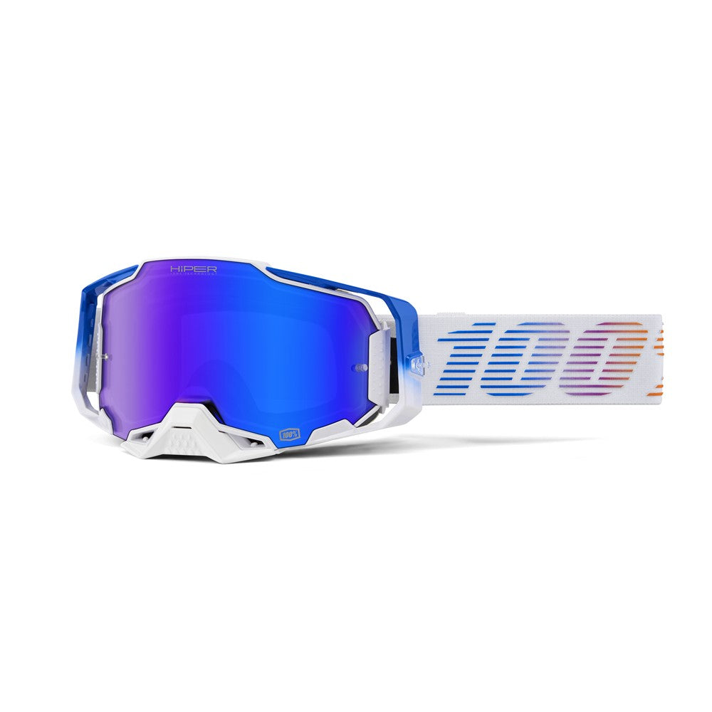 100% Armega MX Goggles - Neo - HiPER Mirror Blue Lens