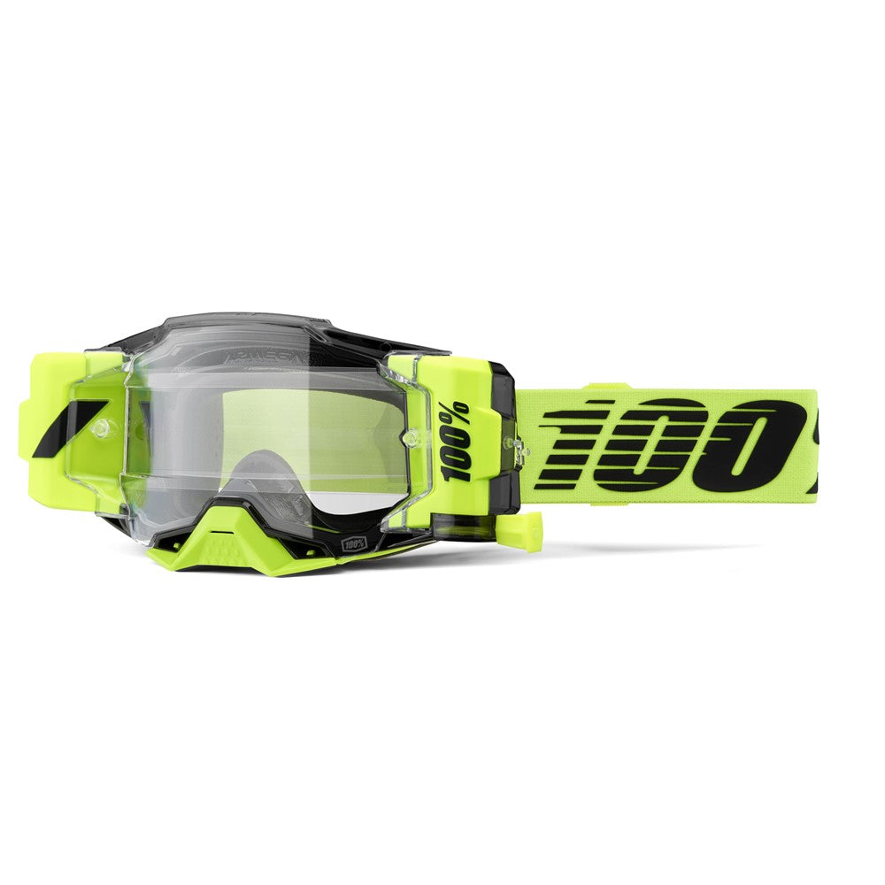 100% Armega Forecast MX Goggles - Neon Yellow - Clear Lens