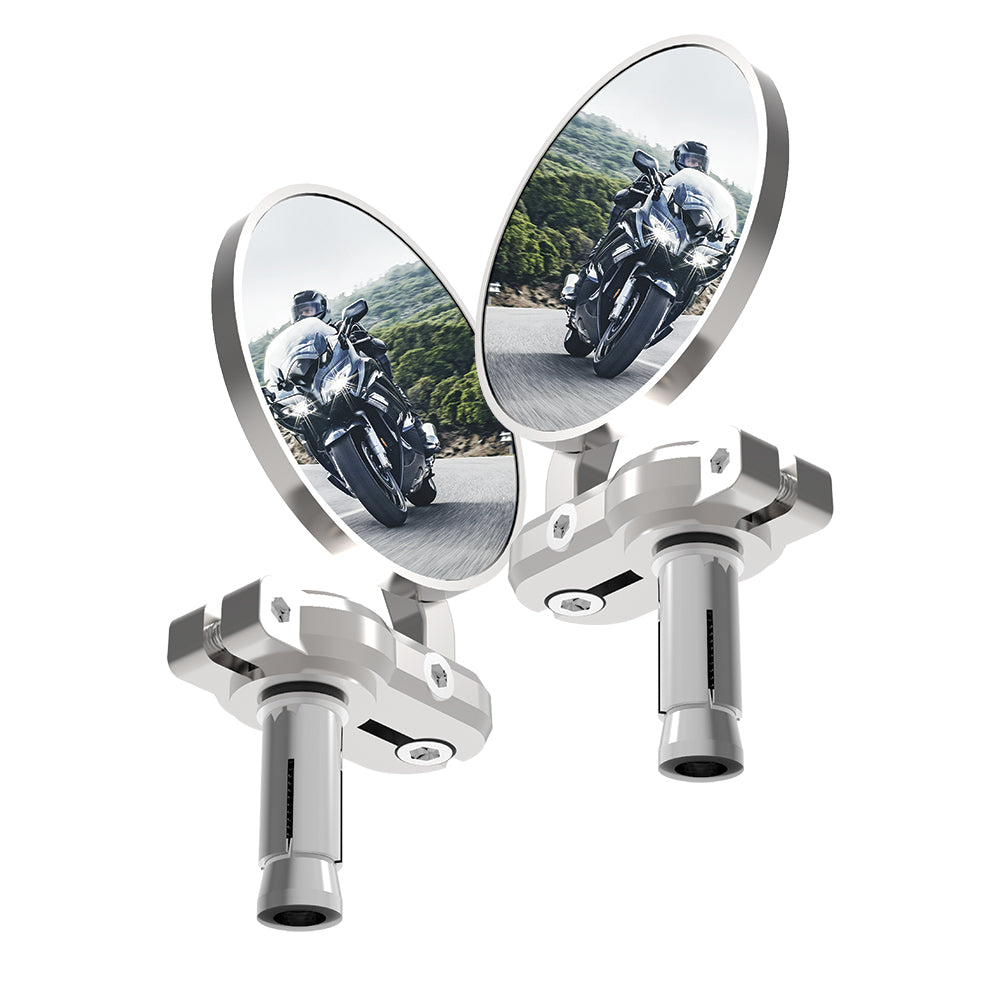 Oxford Bar End Mirrors - Pair - Silver