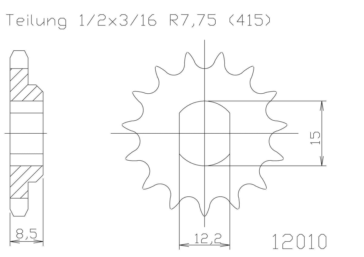 SPROCKET FRONT MOTO MASTER GASGAS MC50 21-23 HUSQVARNA TC50 17-23 KTM 50SX 09-23 12T