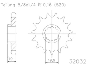 SPROCKET FRONT MOTO MASTER MADE IN HOLLAND RM125 83-14 RMZ250 07-12 14T