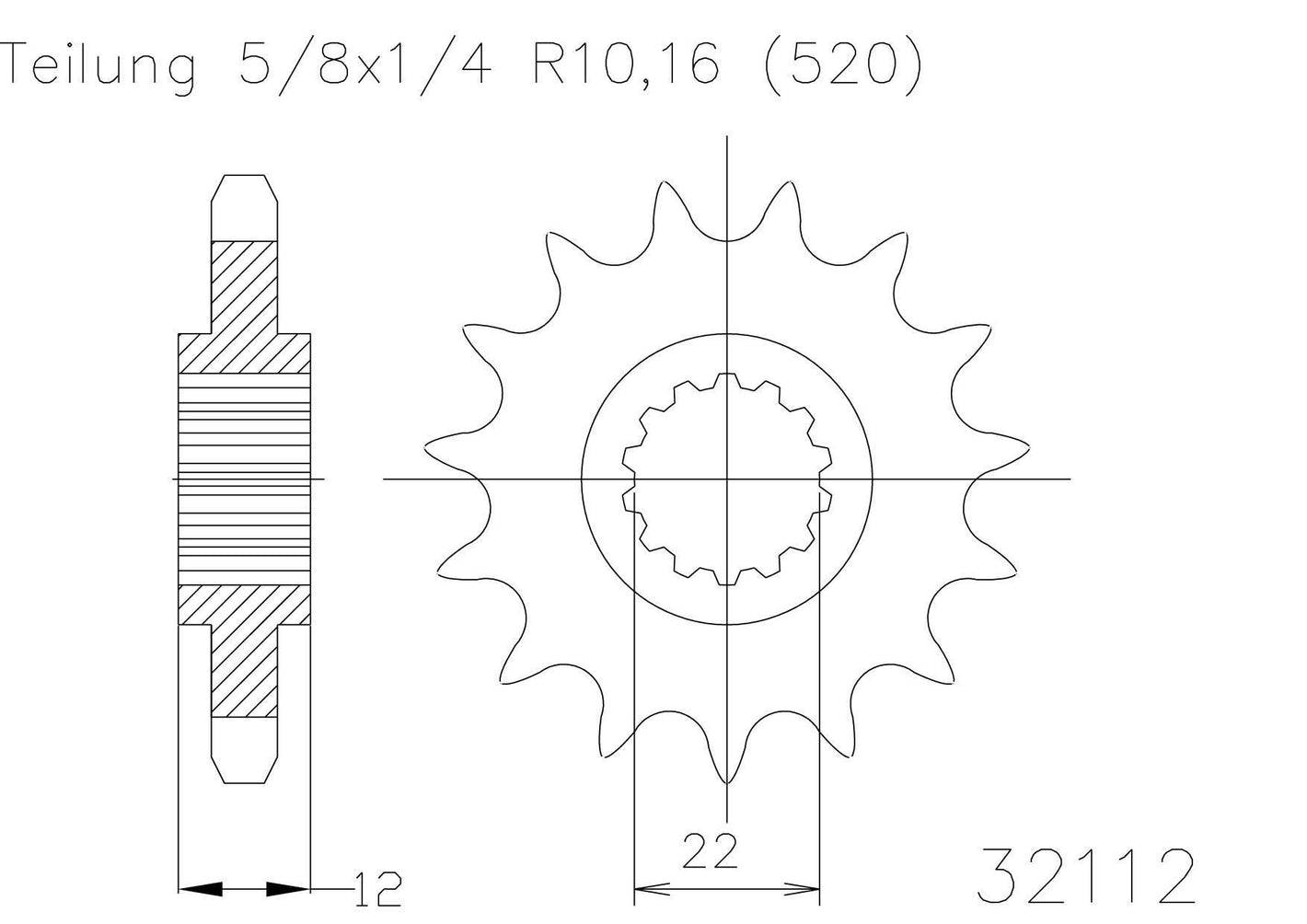 SPROCKET FRONT MOTO MASTER EC125 EC200 EC250 EC300 EC400FSE EC450FSE 12T