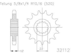 SPROCKET FRONT MOTO MASTER EC125 EC200 EC250 EC300 EC400FSE EC450FSE 12T