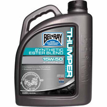 Load image into Gallery viewer, 4L - 15W-50 - Bel-Ray Thumper Racing Synthetic Ester Blend 4T Engine Oil combines the finest quality synthetic esters and mineral base oils specifically engineered for today’s 4-stroke single cylinder, multi-valve racing engines.