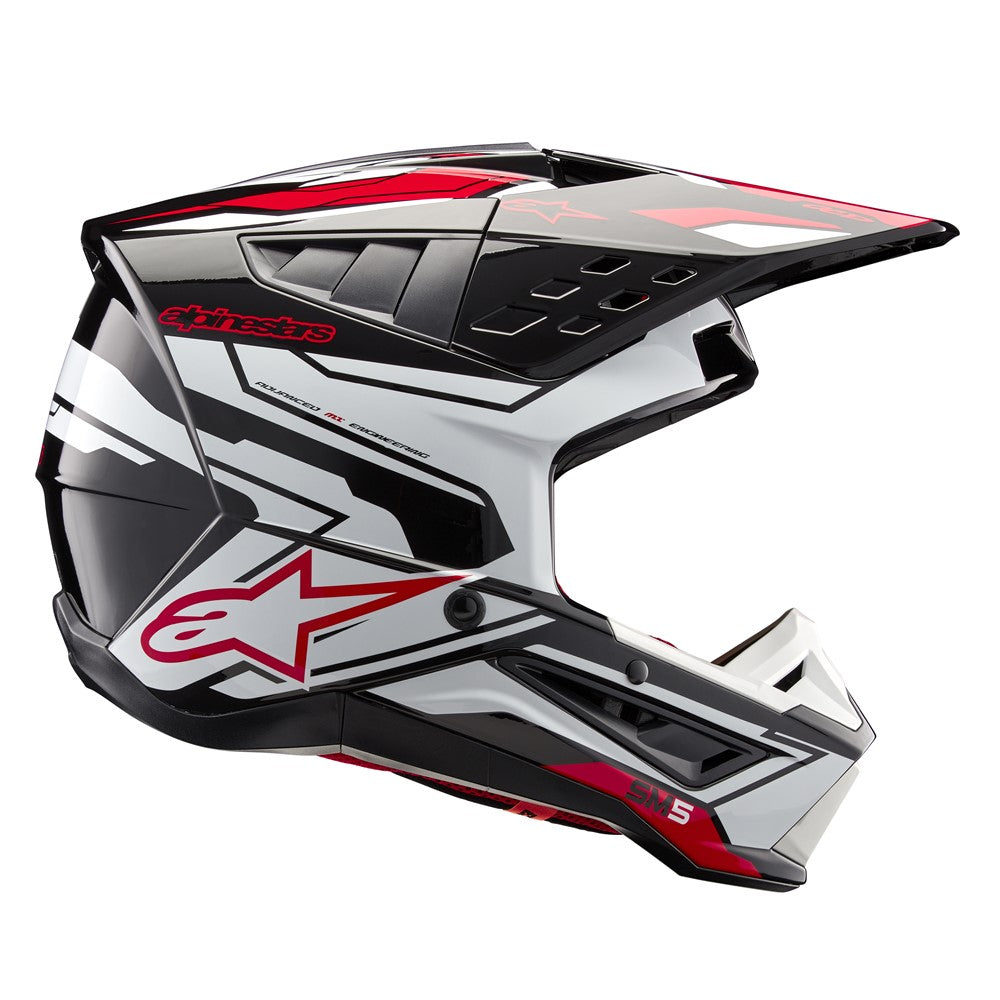 Alpinestars S-M5 Adult MX Helmet - Action 2 Gloss Black/White/Red