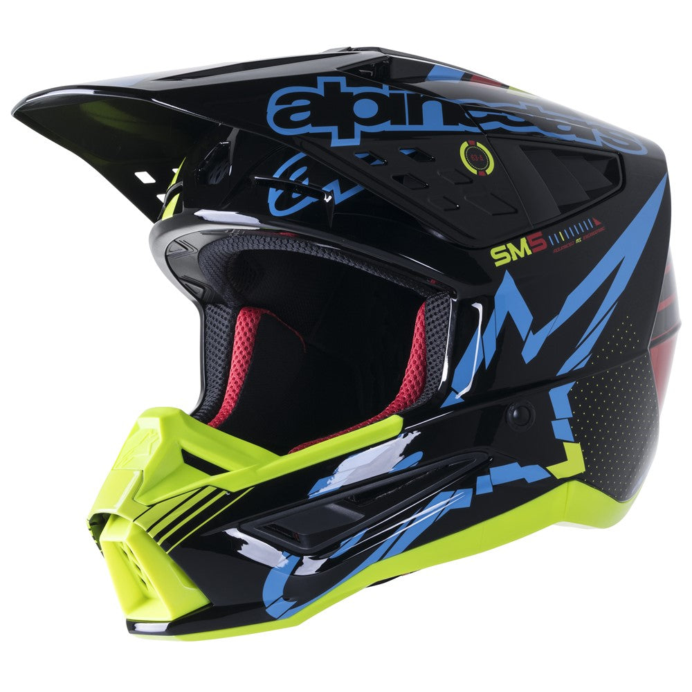 Alpinestars S-M5 Adult MX Helmet - Action Black/Cyan/Yellow