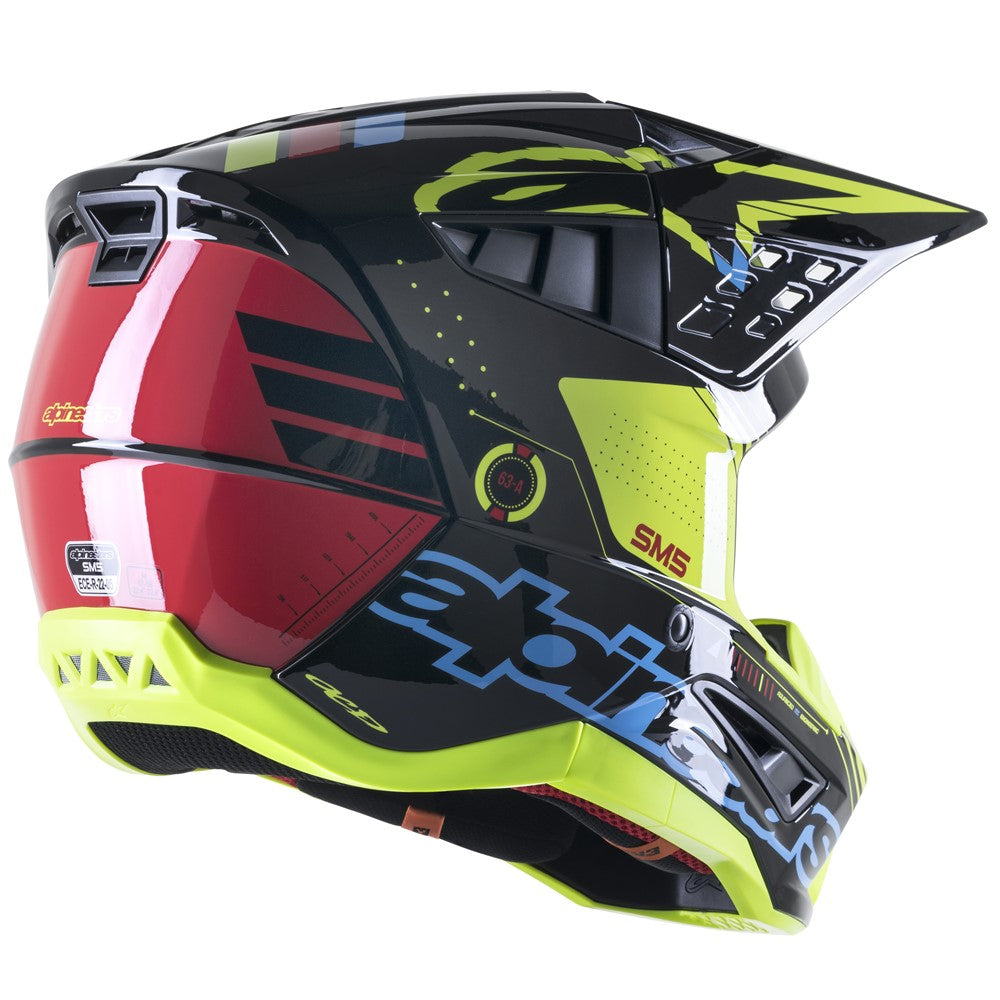 Alpinestars S-M5 Adult MX Helmet - Action Black/Cyan/Yellow