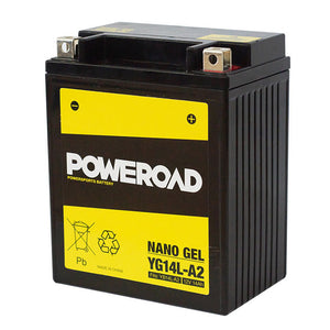 Poweroad : YB14LA2 - 12N14-3A - CYG14LA2 : Nano Gel Motorcycle Battery