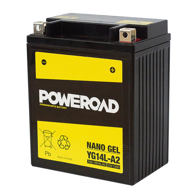 Poweroad : YB14LA2 - 12N14-3A - CYG14LA2 : Nano Gel Motorcycle Battery