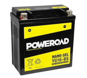 Poweroad : YTX16-BS - YG16-BS : Nano Gel Motorcycle Battery