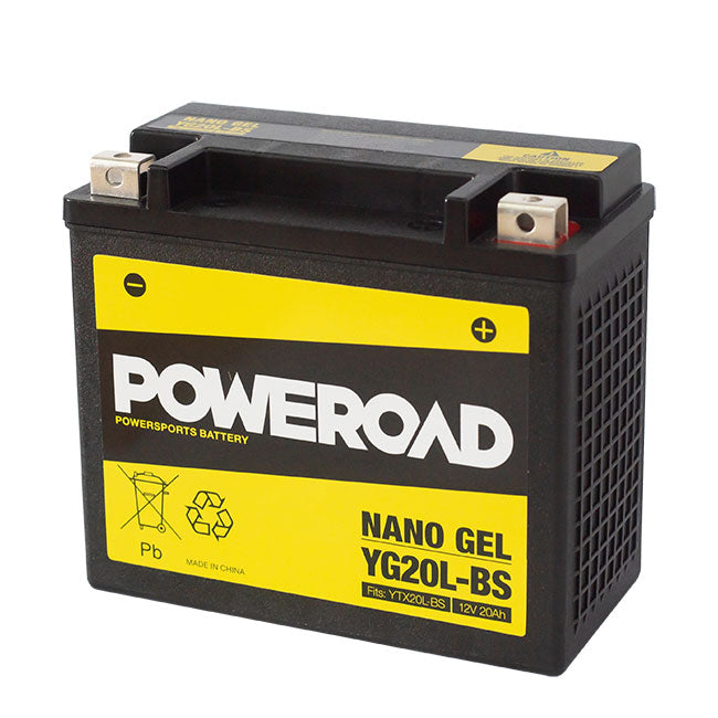 Poweroad : CYG20LBS - YTX20LBS : Nano Gel Motorcycle Battery