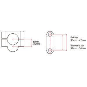 Zeta 30mm Handlebar Riser - FatBar to Fat Bar - Black