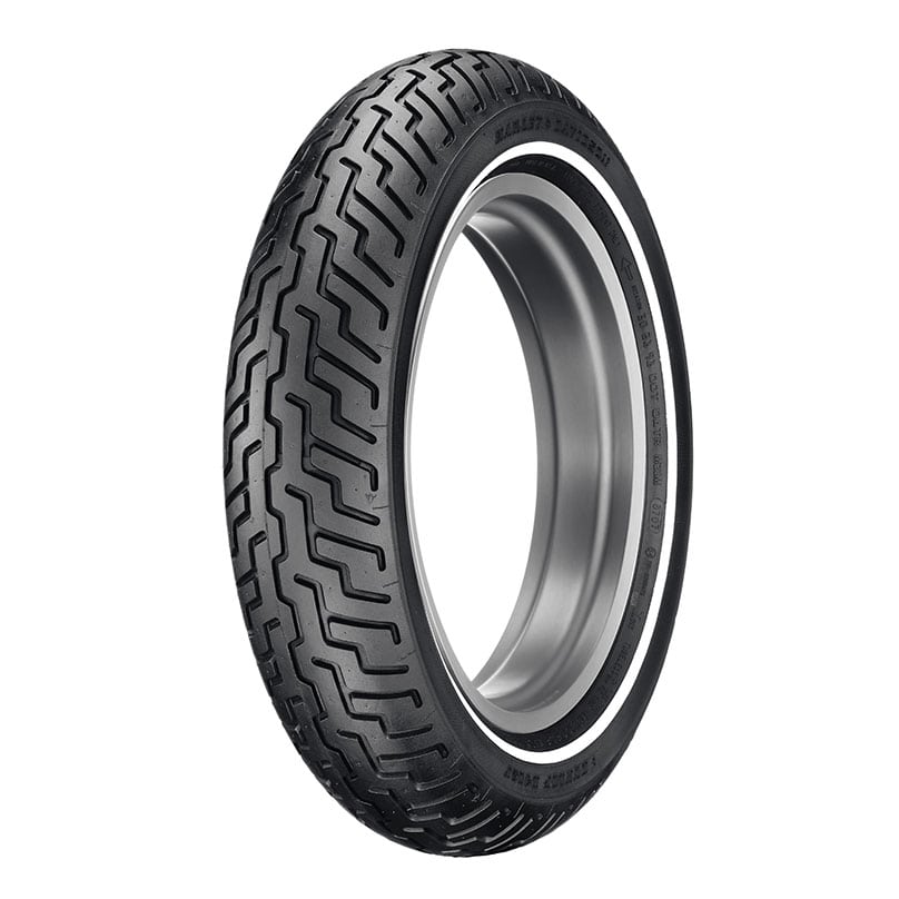 Dunlop MT90-16 D402 Front Tyre - 74H Bias TL - Harley Davidson Branded - Slim White Wall