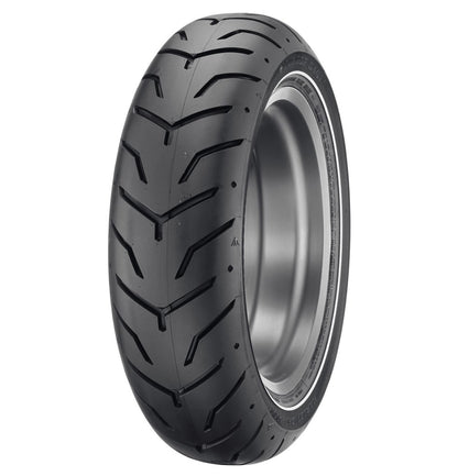 Dunlop 180/65-16 D407 Rear Tyre - 81H Bias TL - Harley Davidson Branded - Narrow White Wall