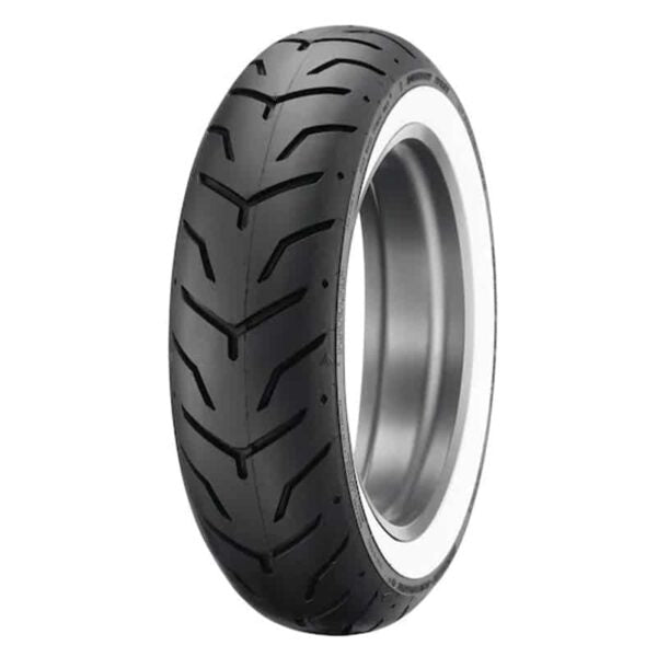 Dunlop 180/65-16 D407 Rear Tyre - 81H Bias TL - Harley Davidson Branded - White Wall