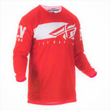 Fly : Adult Large : Kinetic Shield MX Jersey : Red/White : SALE