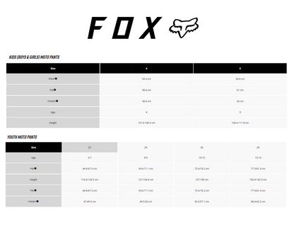 FOX YOUTH 180 LEED MX PANTS [BLACK/WHITE]